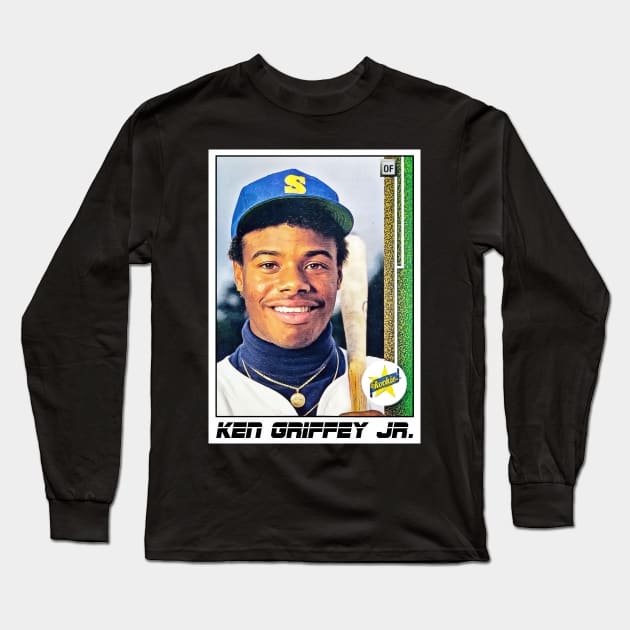 Ken Griffey Jr Rookie Card Long Sleeve T-Shirt by darklordpug